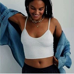 Aerie Ribbed Take Charge Corset Sweater Tank Grey Size S